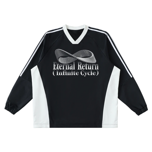 Logo Color-Block V-Neck Long-Sleeve T-Shirt