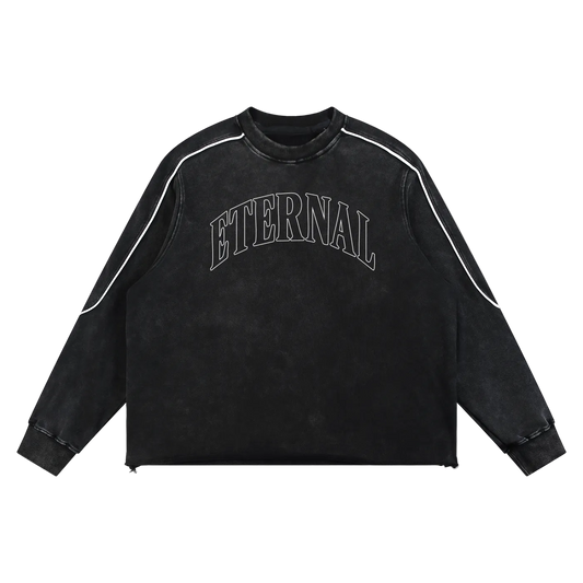 ETERNAL Mineral Wash Piping Raw Hem Sweatshirt