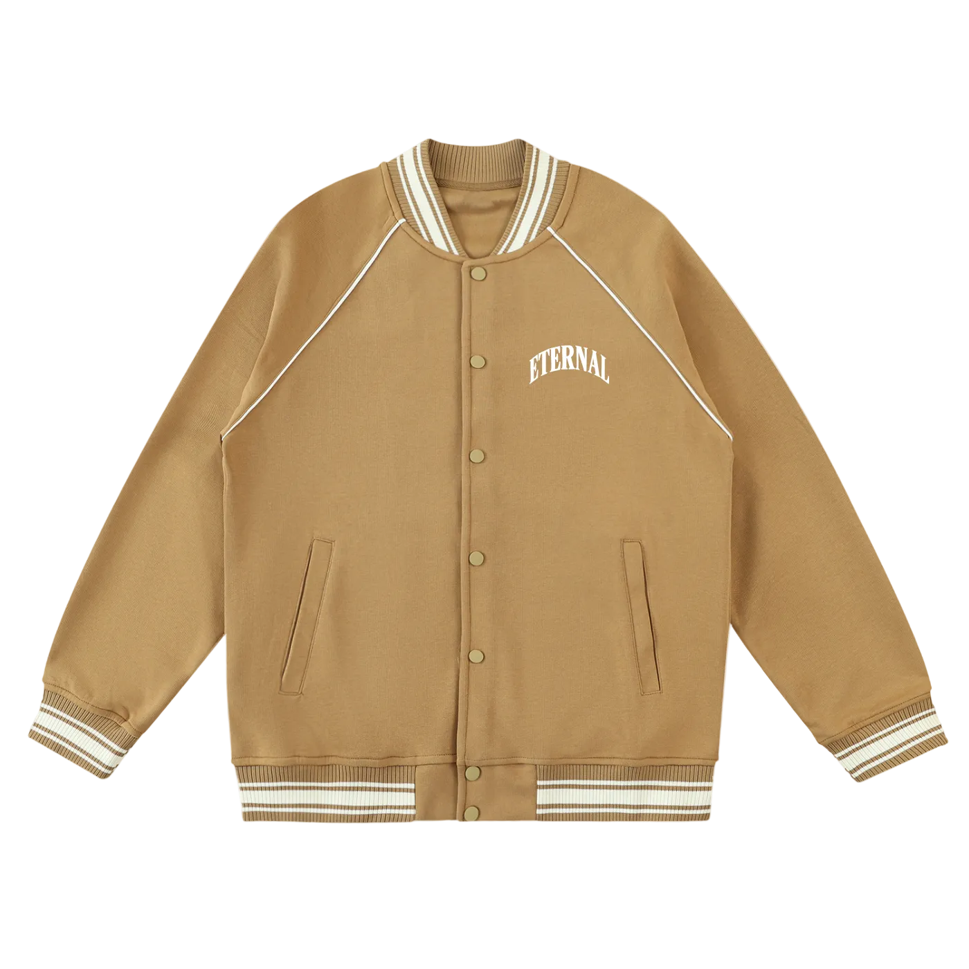 ETERNAL Contrast Trim Raglan Varsity Jacket