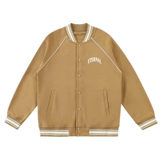 ETERNAL Contrast Trim Raglan Varsity Jacket