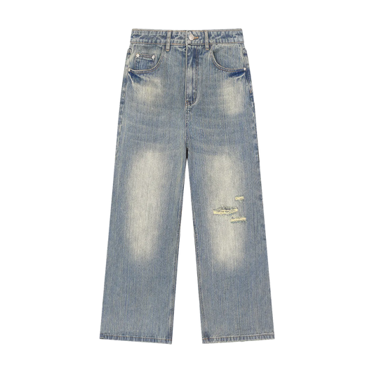 Vintage Wash Distressed Denim Jeans