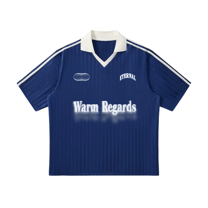 Warm Regards Contrast Collar Striped Soccer Jersey