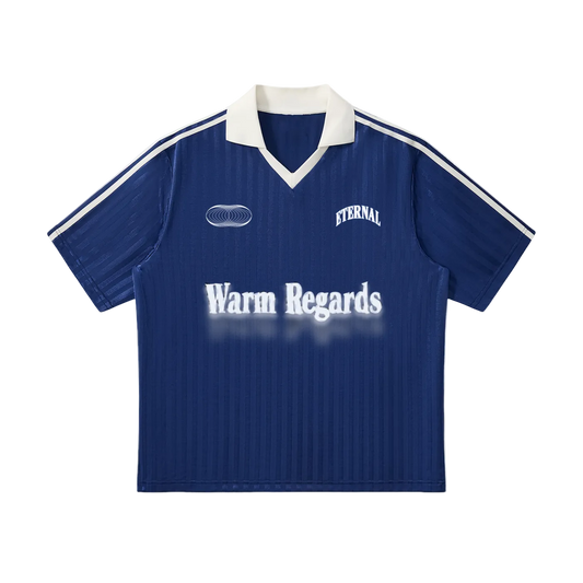 Warm Regards Contrast Collar Striped Soccer Jersey